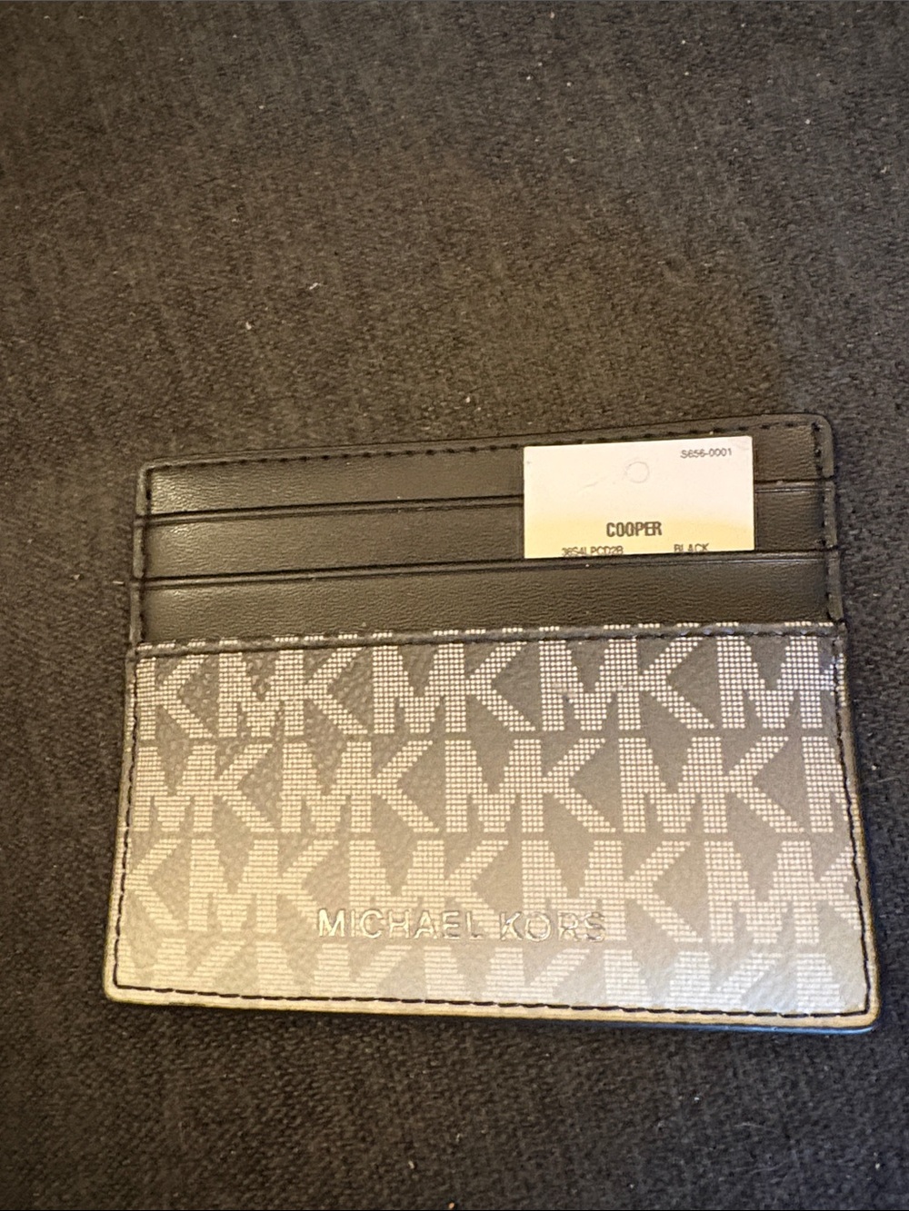 Michael Kors Black and Silver MK Logo Card Holder